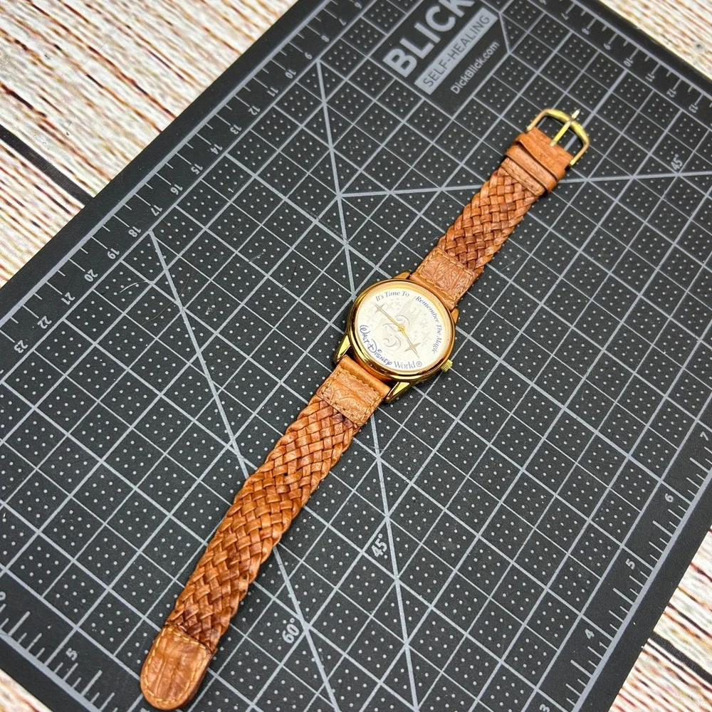 Vintage 1997 Disney World 25th‎ Anniversary Watch Kodak Braided Leather Strap